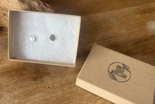 Load image into Gallery viewer, Handmade hammered circular eco silver stud earrings.