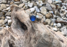 Load image into Gallery viewer, Blue sea glass silver ring