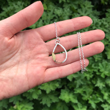 Load image into Gallery viewer, Teardrop brass and copper leaf silver pendant