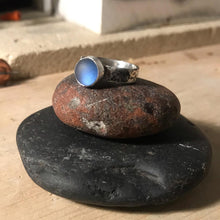 Load image into Gallery viewer, Blue sea glass silver ring