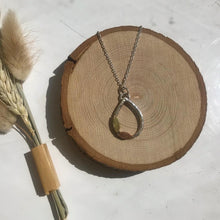 Load image into Gallery viewer, Teardrop brass and copper leaf silver pendant