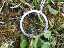 Load image into Gallery viewer, Sterling silver moss agate hoop pendant