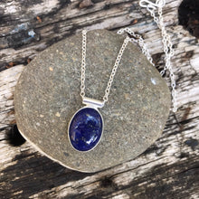 Load image into Gallery viewer, Large oval lapis lapis lazuli sterling silver pendant