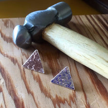 Load image into Gallery viewer, Sterling silver hammered triangle studs