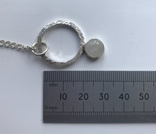 Load image into Gallery viewer, Small sterling silver moonstone silver hoop pendant