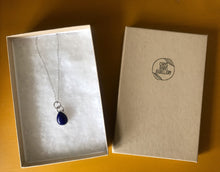 Load image into Gallery viewer, Teardrop shape deep blue lapis lazuli sterling silver pendant