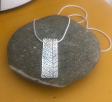 Load image into Gallery viewer, Sterling silver leaf print rectangle shaped pendant