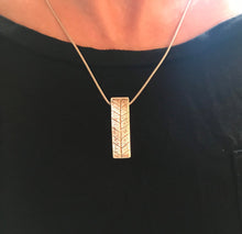 Load image into Gallery viewer, Sterling silver leaf print rectangle shaped pendant