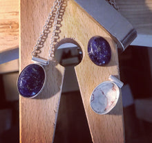 Load image into Gallery viewer, Large oval lapis lapis lazuli sterling silver pendant