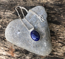 Load image into Gallery viewer, Large oval lapis lapis lazuli sterling silver pendant