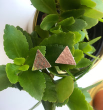 Load image into Gallery viewer, Sterling silver hammered triangle studs