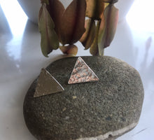 Load image into Gallery viewer, Sterling silver hammered triangle studs