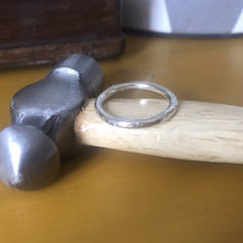 Load image into Gallery viewer, Sterling silver hammered thin band ring.