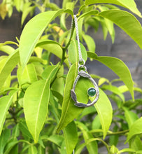 Load image into Gallery viewer, Moss agate silver teardrop leafy pendant