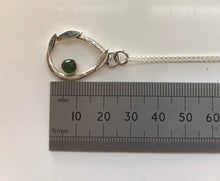 Load image into Gallery viewer, Moss agate silver teardrop leafy pendant