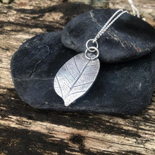 Load image into Gallery viewer, Labradorite sterling silver pendant with leaf print back