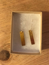 Load image into Gallery viewer, Brass leaf print dangly earrings