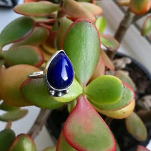 Load image into Gallery viewer, Lapis lazuli deep blue sterling silver ring