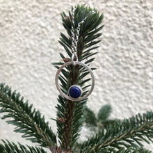 Load image into Gallery viewer, Lapis lazuli silver hoop pendant