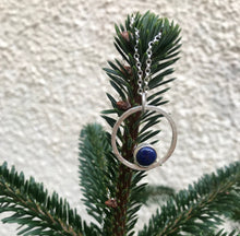 Load image into Gallery viewer, Lapis lazuli silver hoop pendant