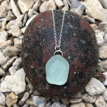 Load image into Gallery viewer, Turquoise sea glass silver pendant