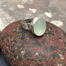 Load image into Gallery viewer, Turquoise sea glass silver ring