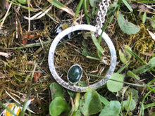 Load image into Gallery viewer, Sterling silver moss agate hoop pendant
