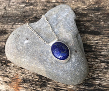 Load image into Gallery viewer, Large oval lapis lapis lazuli sterling silver pendant
