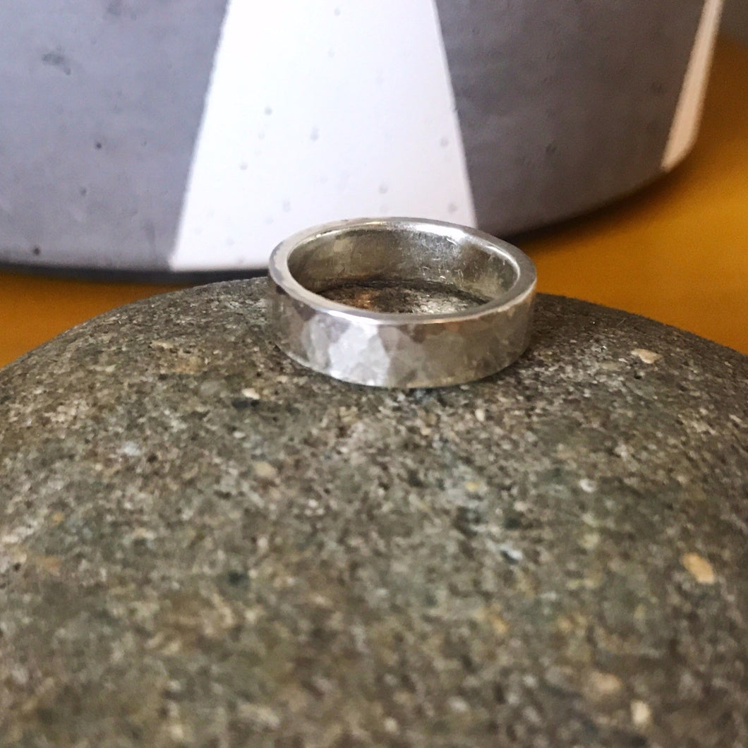 Sterling silver hammered ring