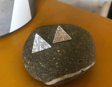 Load image into Gallery viewer, Sterling silver hammered triangle studs
