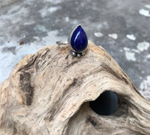 Load image into Gallery viewer, Lapis lazuli deep blue sterling silver ring
