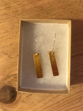 Load image into Gallery viewer, Brass leaf print dangly earrings

