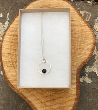 Load image into Gallery viewer, Lapis lazuli silver hoop pendant
