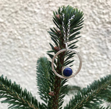 Load image into Gallery viewer, Lapis lazuli silver hoop pendant
